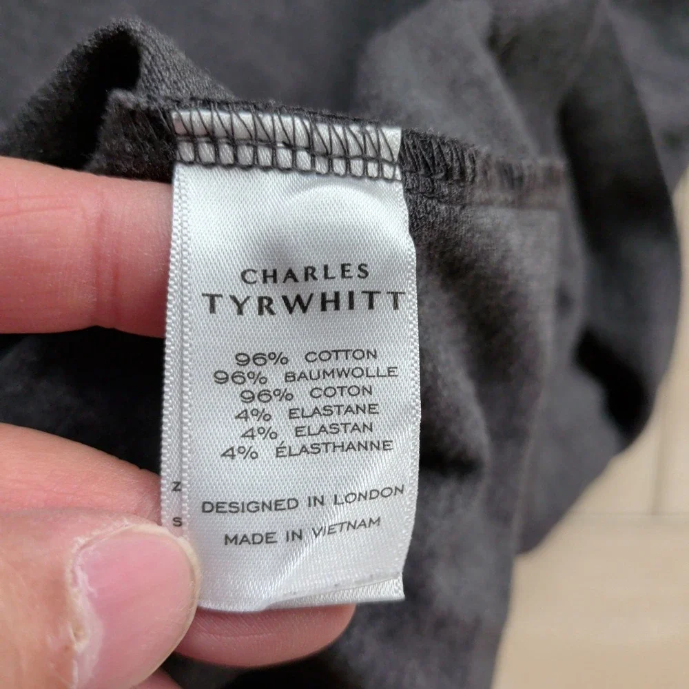 Charles Tyrwhitt Pique Polo Shirt Mens XXL Charcoal Grey Cotton Stretch